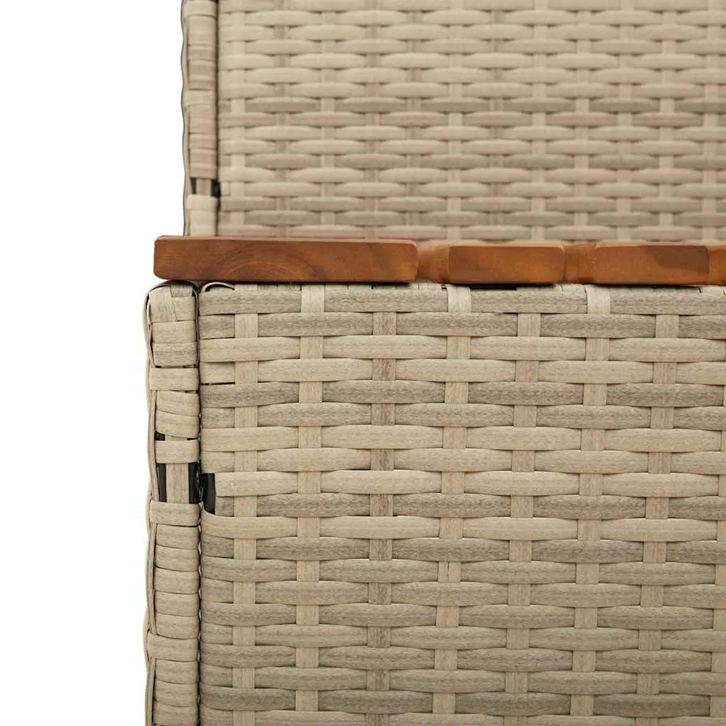 Hot Tub Step Beige 50x50x50.5cm PE Rattan Wood Outdoor Pool Entry Stool