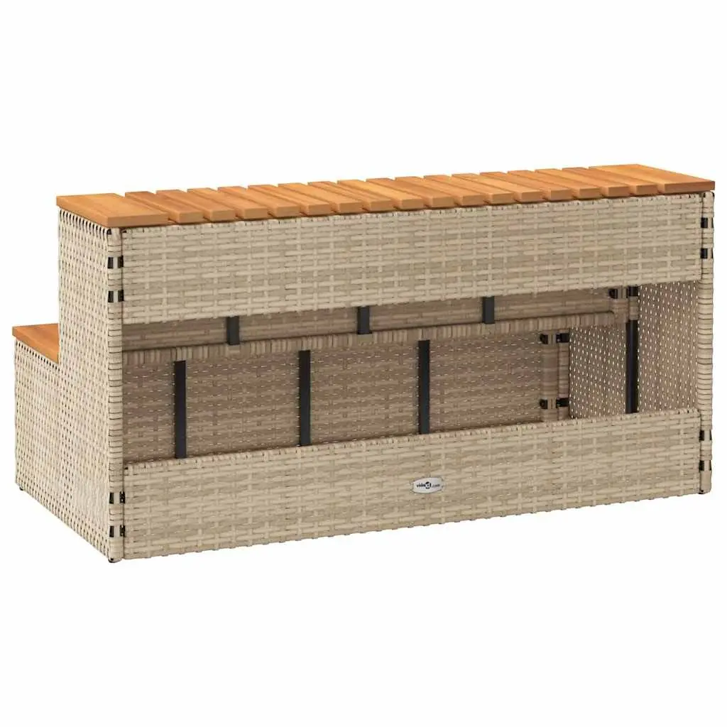 Hot Tub Step Beige 100x50x50.5 cm Poly Rattan Adjustable Feet Durable Spa Pool Entry Stool