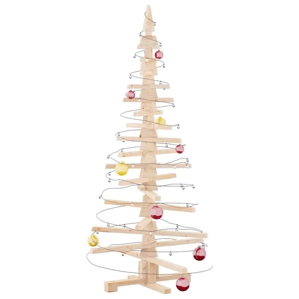 Wooden Christmas Tree Decoration Brown 150cm Solid Pine Wood Holiday Home Decor