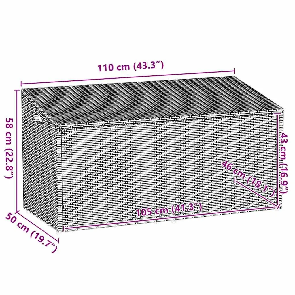 Garden Storage Box Grey PE Rattan Outdoor Furniture with Gas Spring Lid and Water-Resistant Internal Storage Bag