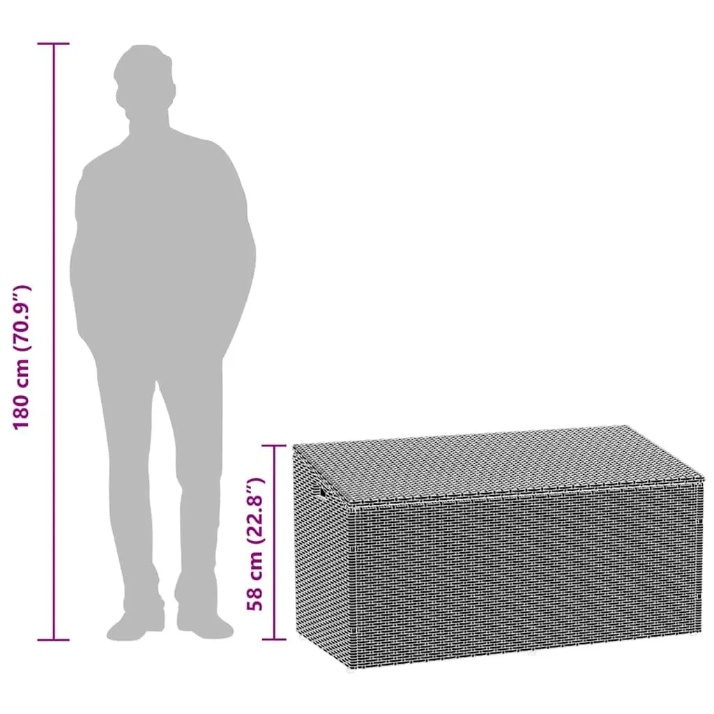Garden Storage Box Grey PE Rattan Outdoor Furniture with Gas Spring Lid and Water-Resistant Internal Storage Bag