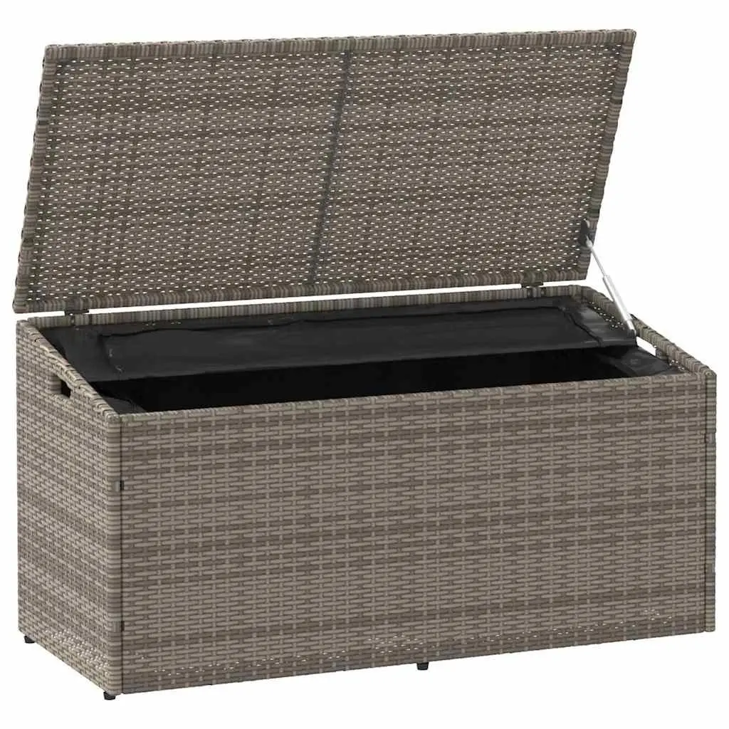 Garden Storage Box Grey PE Rattan Outdoor Furniture with Gas Spring Lid and Water-Resistant Internal Storage Bag