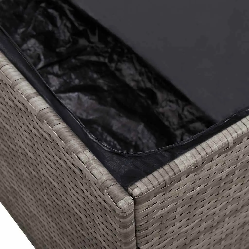 Garden Storage Box Grey PE Rattan Outdoor Furniture with Gas Spring Lid and Water-Resistant Internal Storage Bag