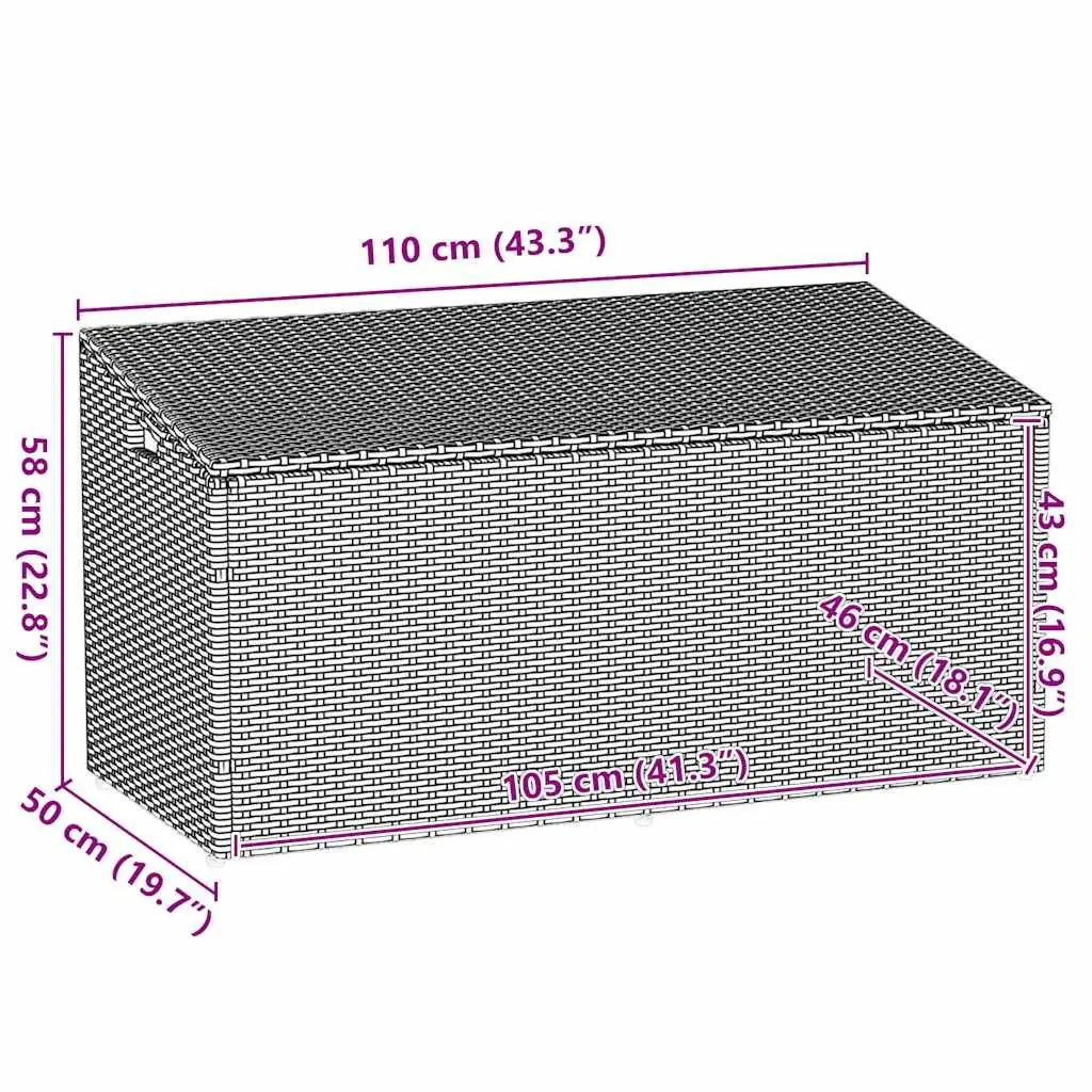 Garden Storage Box Beige Outdoor Furniture Poly Rattan 110x50x58cm Waterproof
