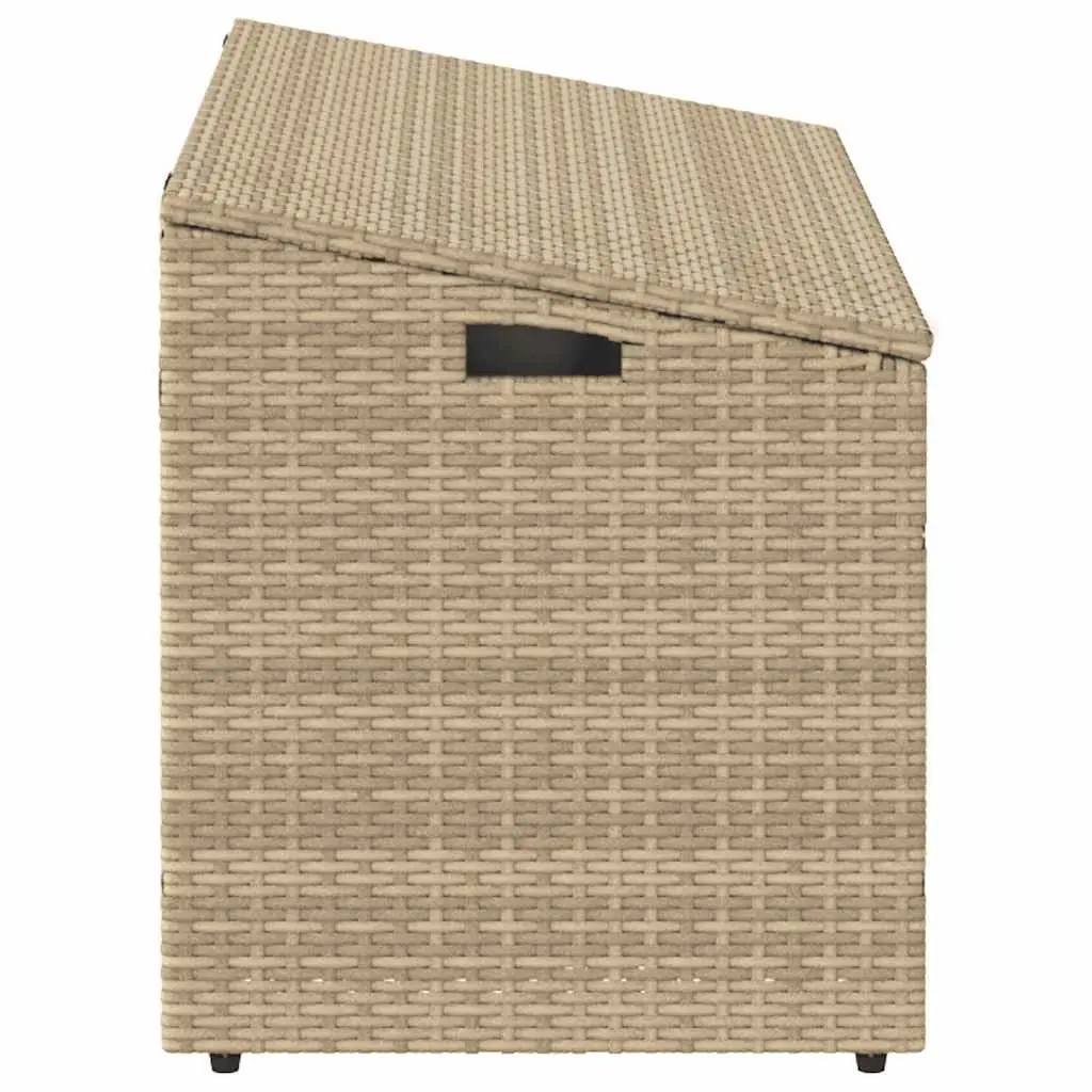 Garden Storage Box Beige Outdoor Furniture Poly Rattan 110x50x58cm Waterproof