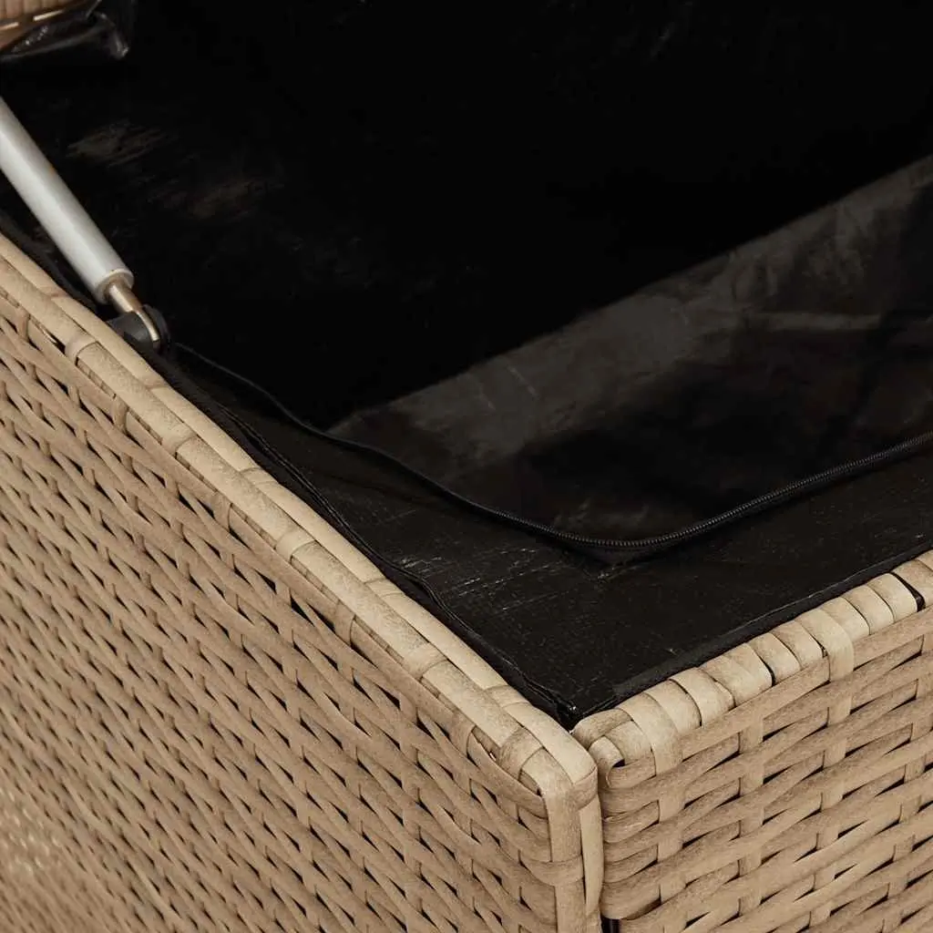 Garden Storage Box Beige Outdoor Furniture Poly Rattan 110x50x58cm Waterproof
