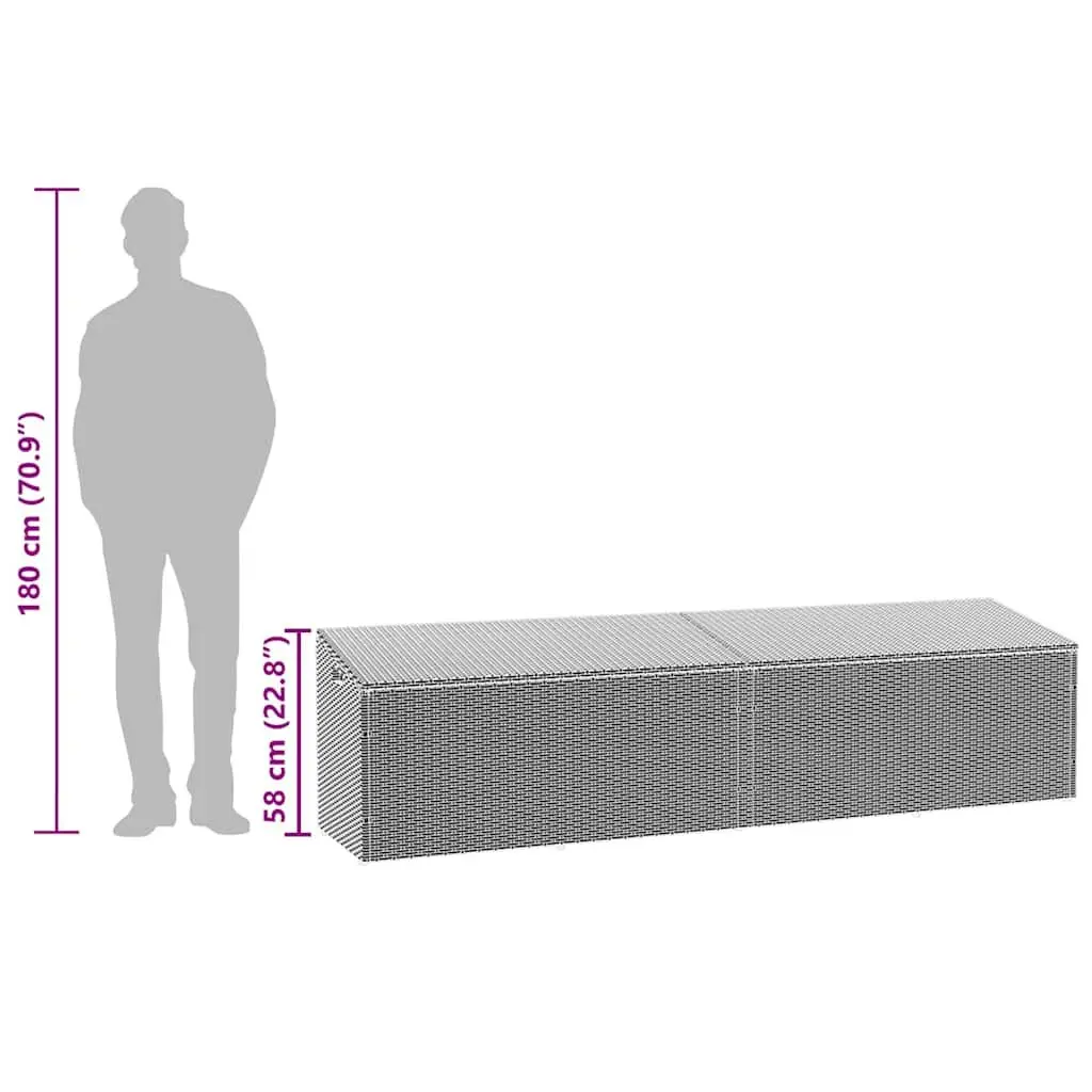 Garden Storage Box Grey Outdoor Furniture Poly Rattan Patio Deck Box