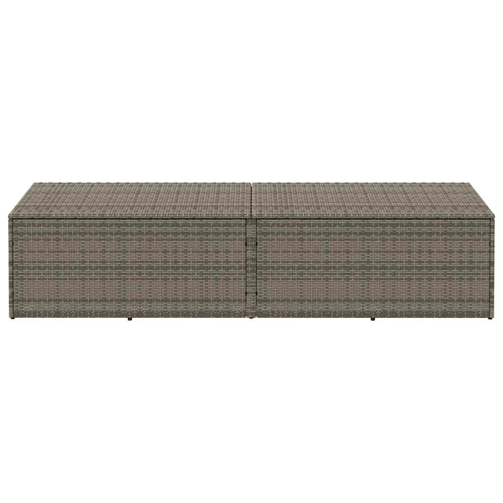 Garden Storage Box Grey Outdoor Furniture Poly Rattan Patio Deck Box