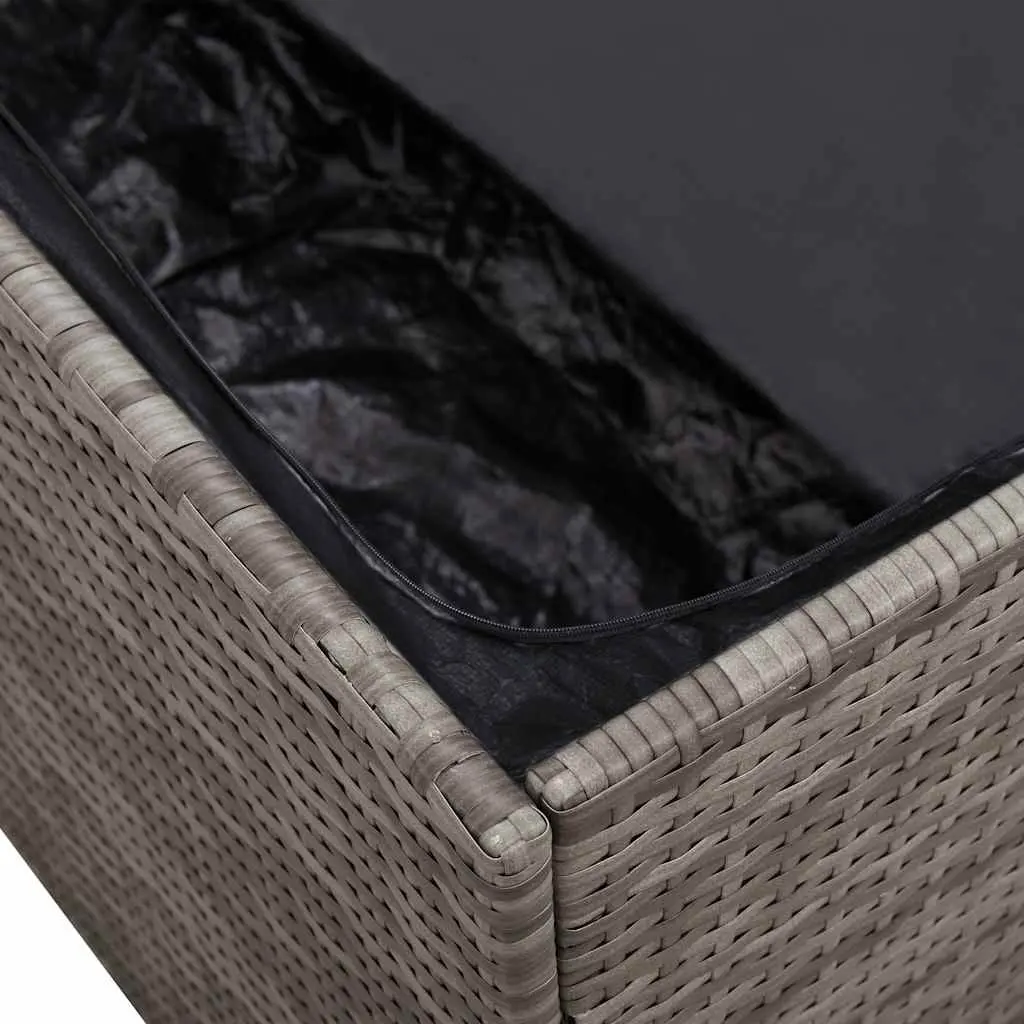 Garden Storage Box Grey Outdoor Furniture Poly Rattan Patio Deck Box