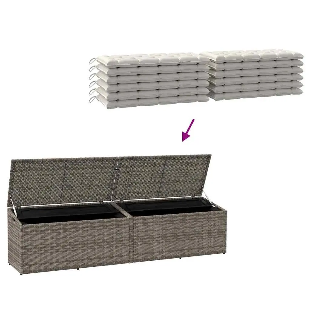 Garden Storage Box Grey Outdoor Furniture Poly Rattan Patio Deck Box