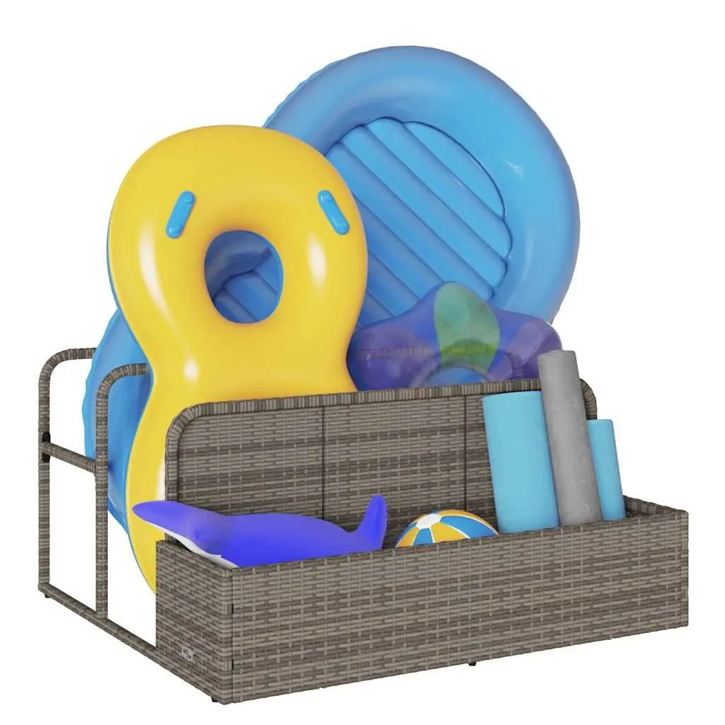 Poolside Float Storage Basket Grey Outdoor Garden Patio Rattan Organiser