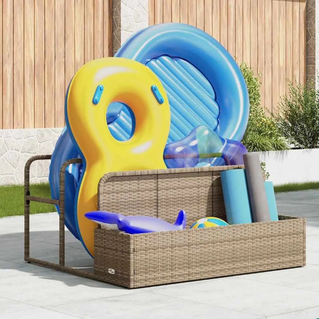 Poolside Float Storage Basket Beige Large Lightweight Organiser with Open Compartments and Rails
