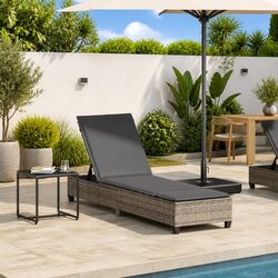 Compact Grey Sun Lounger for Relaxation Outside