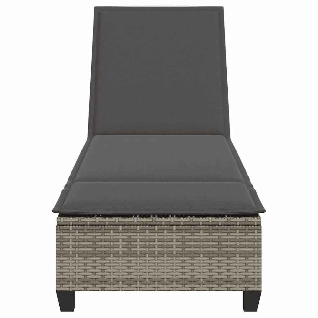 Adjustable Recliner Sun Lounger Grey Poly Rattan Outdoor Garden Furniture 55x200x25.5cm