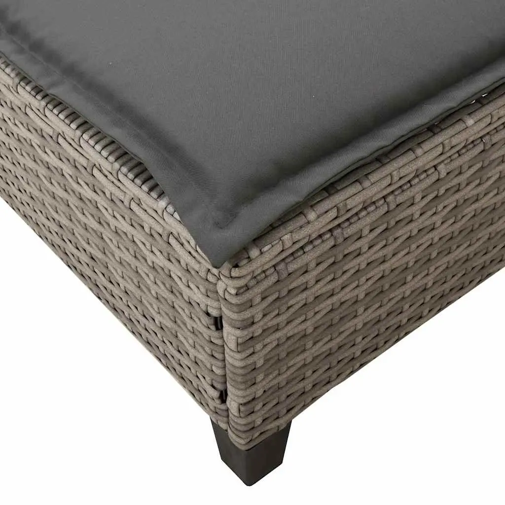 Adjustable Recliner Sun Lounger Grey Poly Rattan Outdoor Garden Furniture 55x200x25.5cm