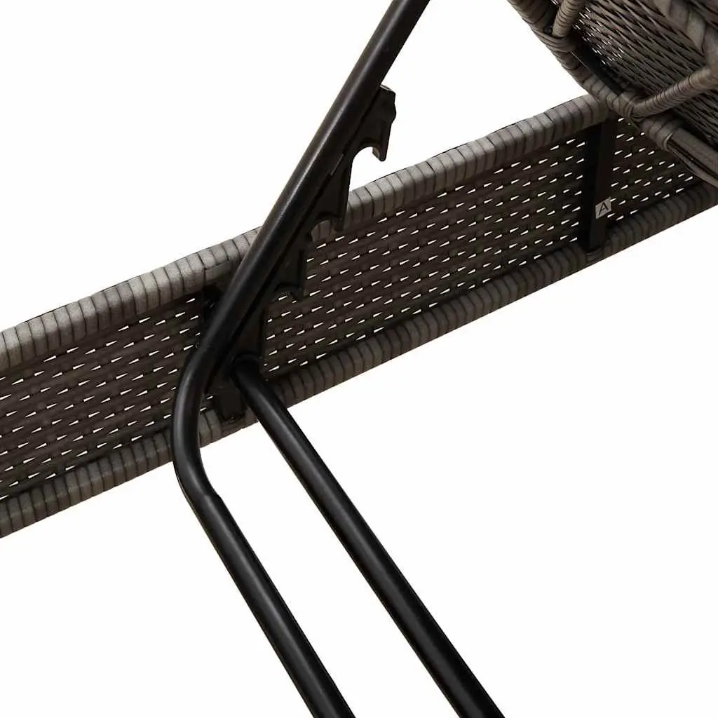 Adjustable Recliner Sun Lounger Grey Poly Rattan Outdoor Garden Furniture 55x200x25.5cm