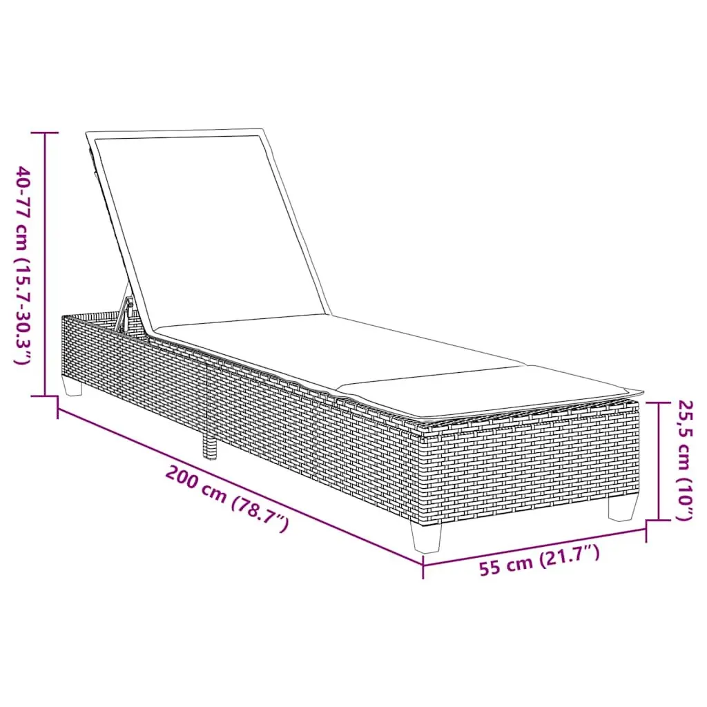 Sun Lounger Beige Adjustable Backrest Outdoor Reclining Chair