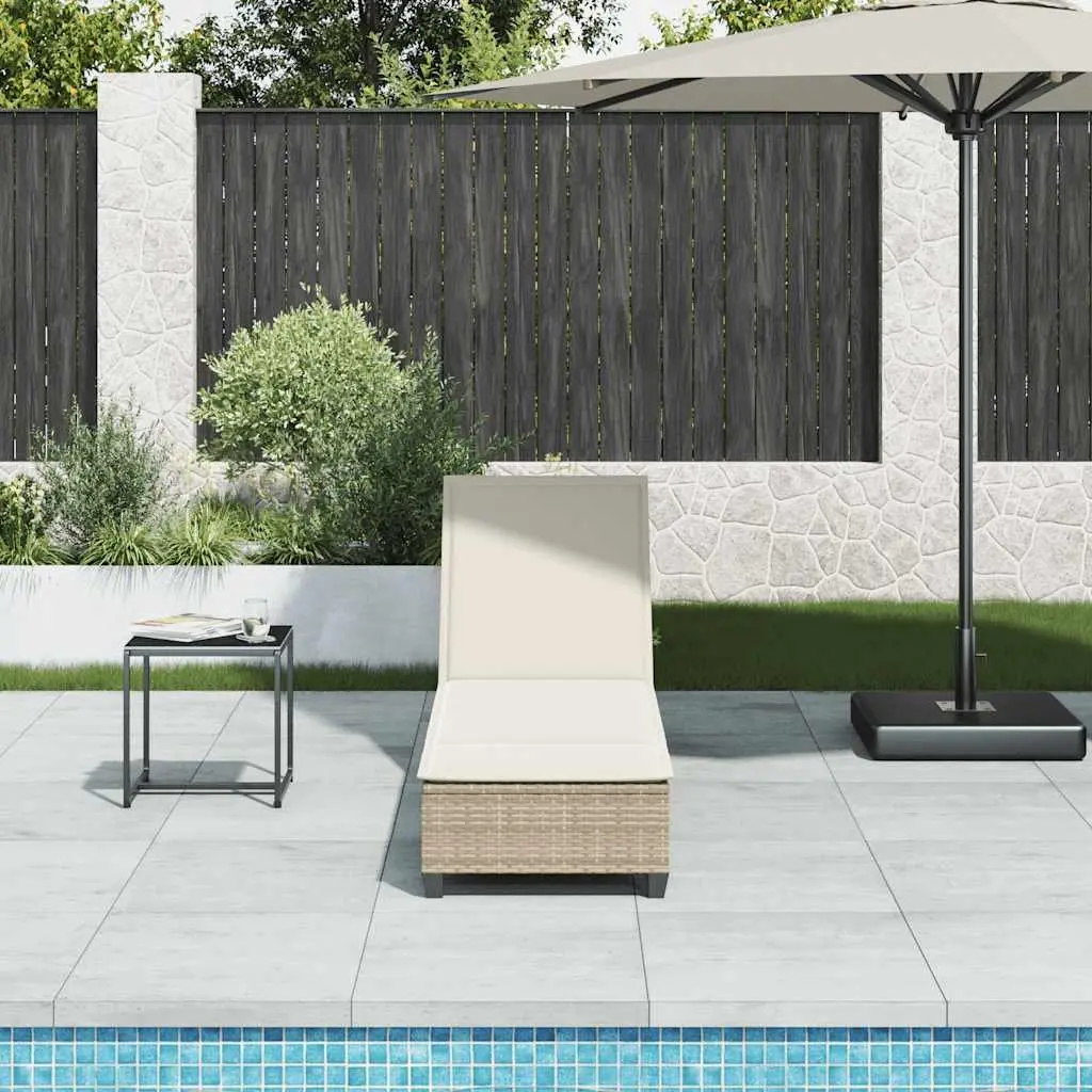 Sun Lounger Beige Adjustable Backrest Outdoor Reclining Chair