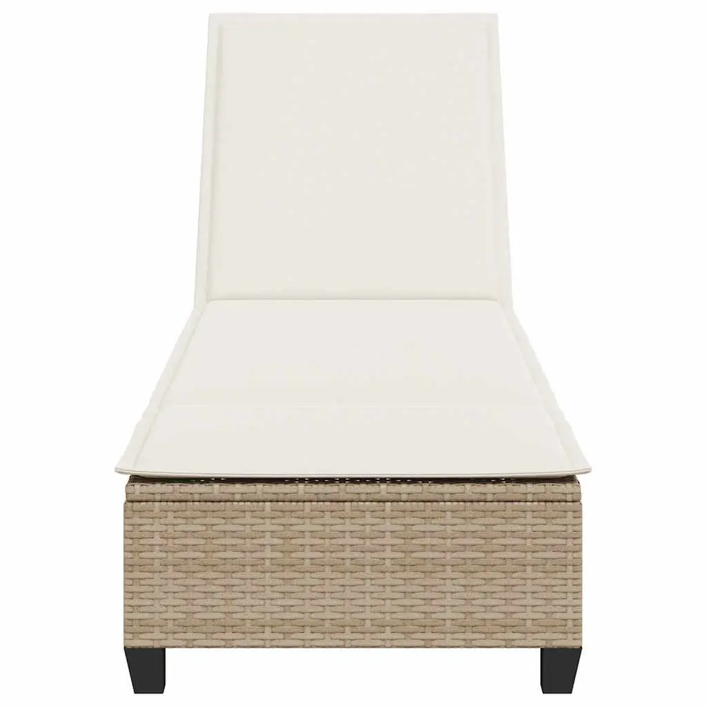 Sun Lounger Beige Adjustable Backrest Outdoor Reclining Chair