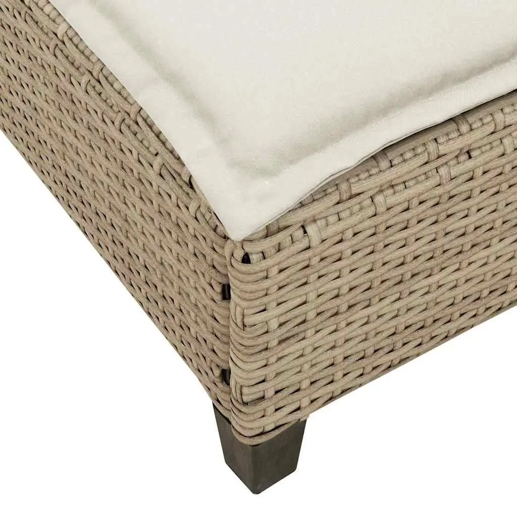 Sun Lounger Beige Adjustable Backrest Outdoor Reclining Chair