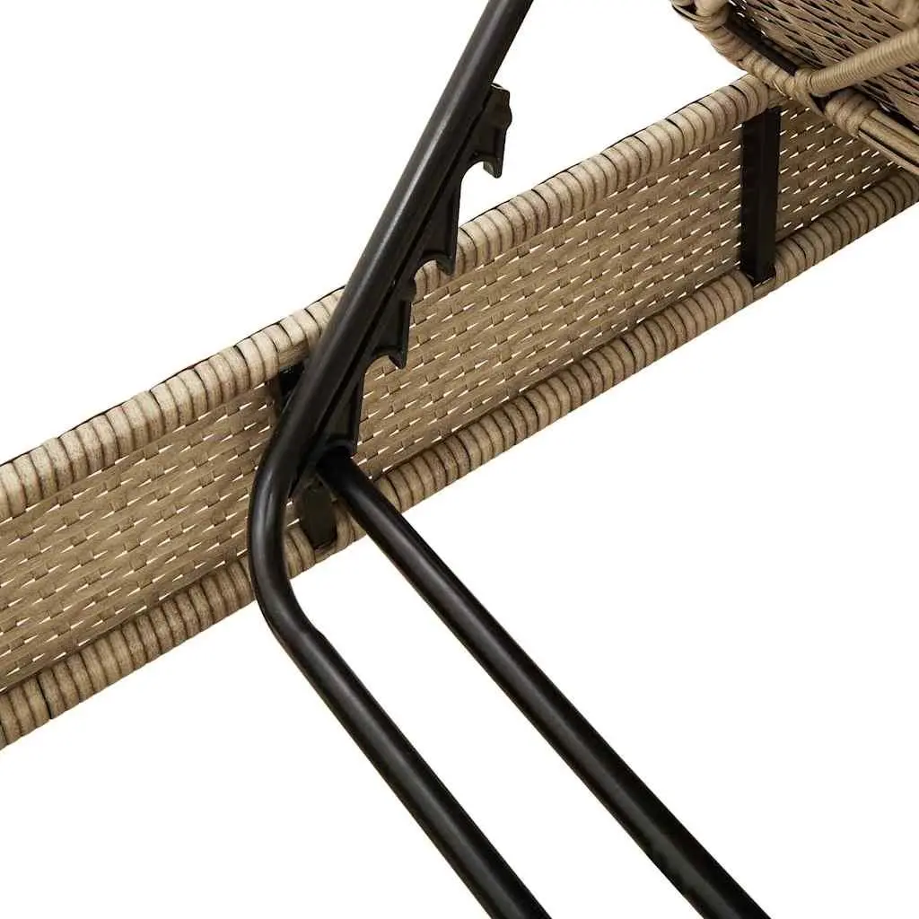 Sun Lounger Beige Adjustable Backrest Outdoor Reclining Chair