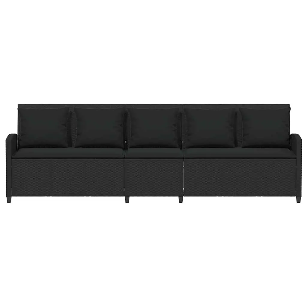 Garden Sofa Black 5-Seater Outdoor Lounge Set with Cushions Poly Rattan