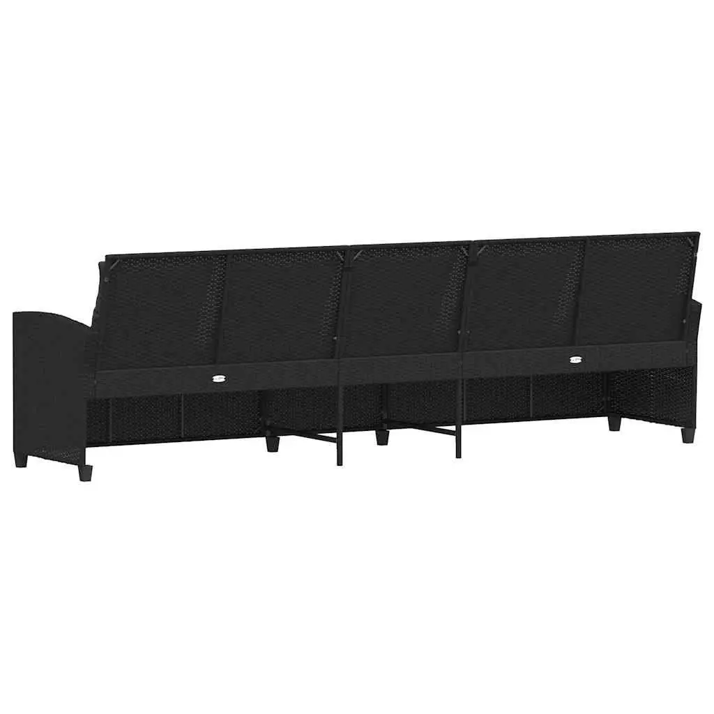 Garden Sofa Black 5-Seater Outdoor Lounge Set with Cushions Poly Rattan