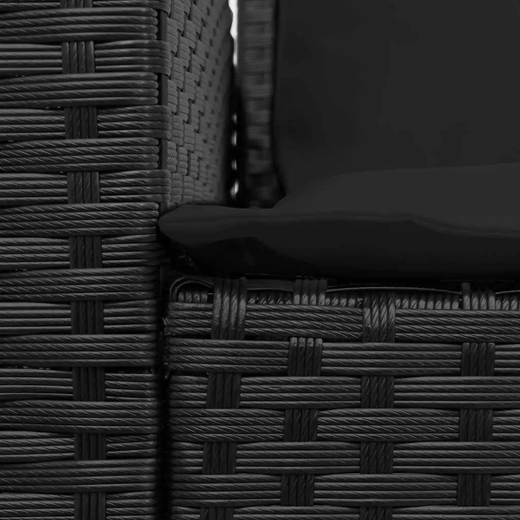 Garden Sofa Black 5-Seater Outdoor Lounge Set with Cushions Poly Rattan