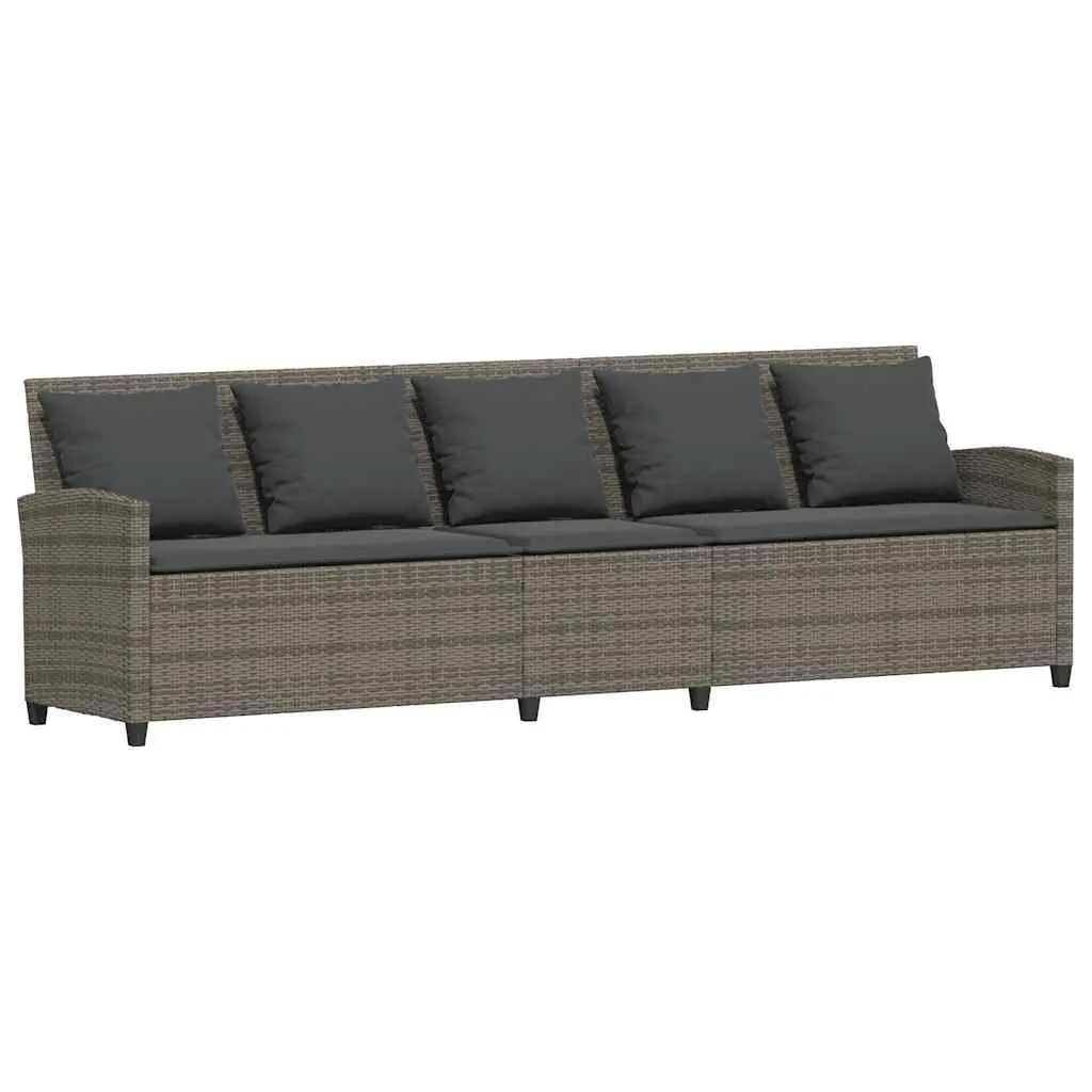 Garden Sofa 5-Seater with Cushions Grey Rattan Outdoor Furniture
