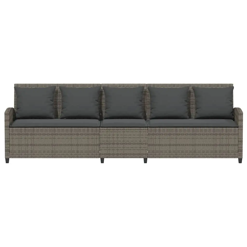 Garden Sofa 5-Seater with Cushions Grey Rattan Outdoor Furniture