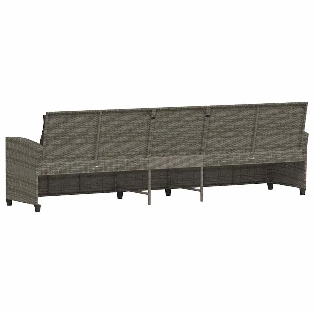 Garden Sofa 5-Seater with Cushions Grey Rattan Outdoor Furniture