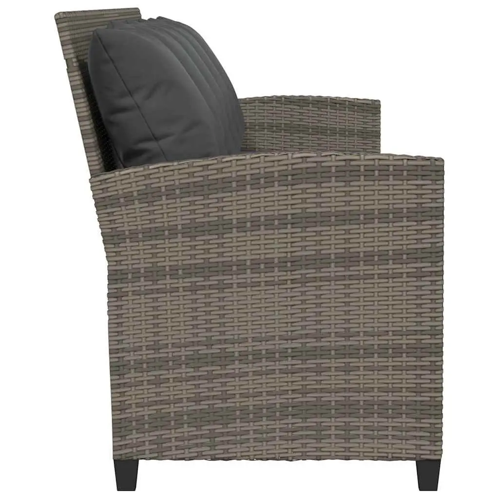 Garden Sofa 5-Seater with Cushions Grey Rattan Outdoor Furniture