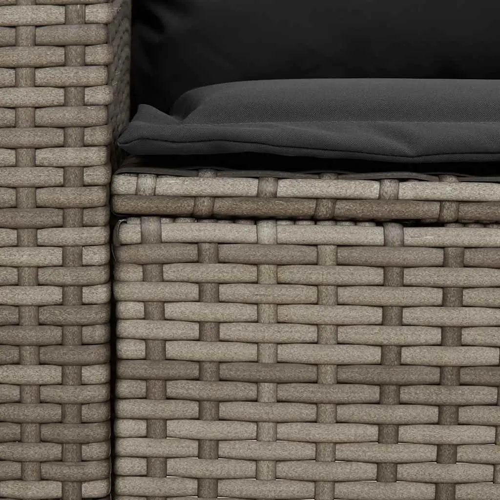 Garden Sofa 5-Seater with Cushions Grey Rattan Outdoor Furniture