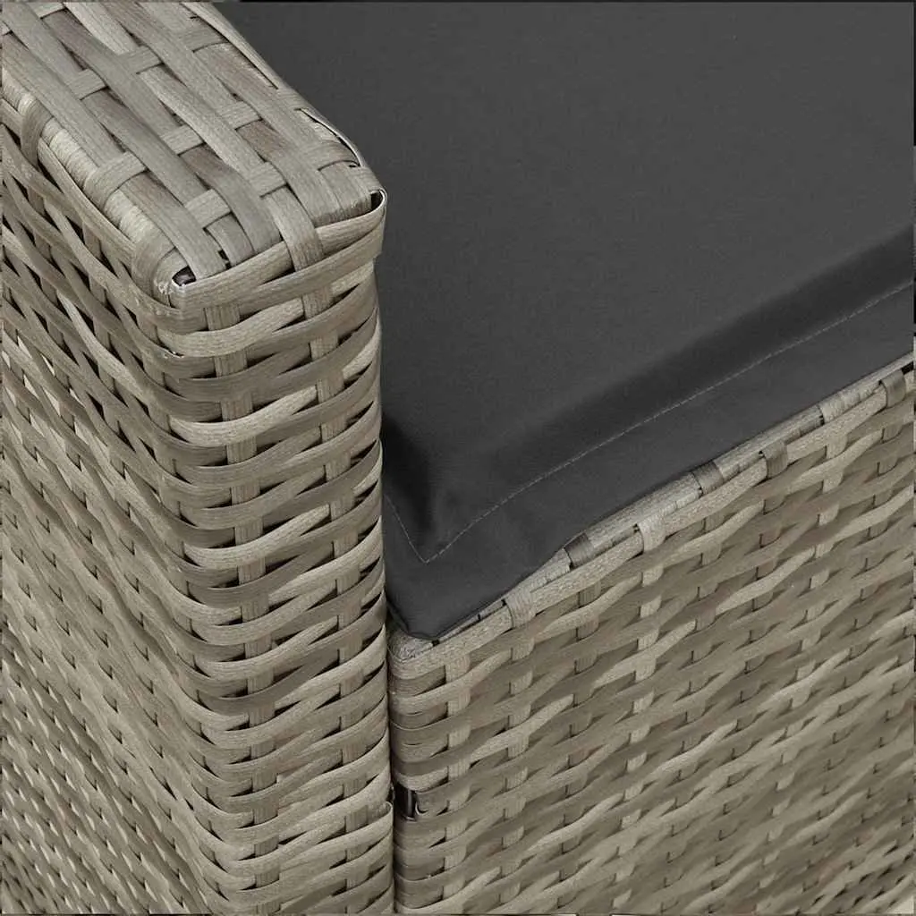 Garden Sofa 5-Seater with Cushions Grey Rattan Outdoor Furniture