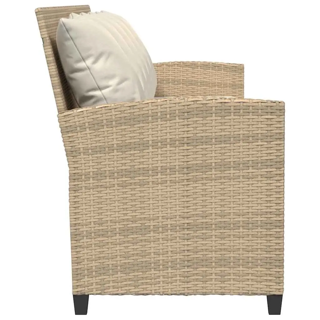 Garden Sofa Beige 5-Seater Poly Rattan Outdoor Lounge Set with Cushions