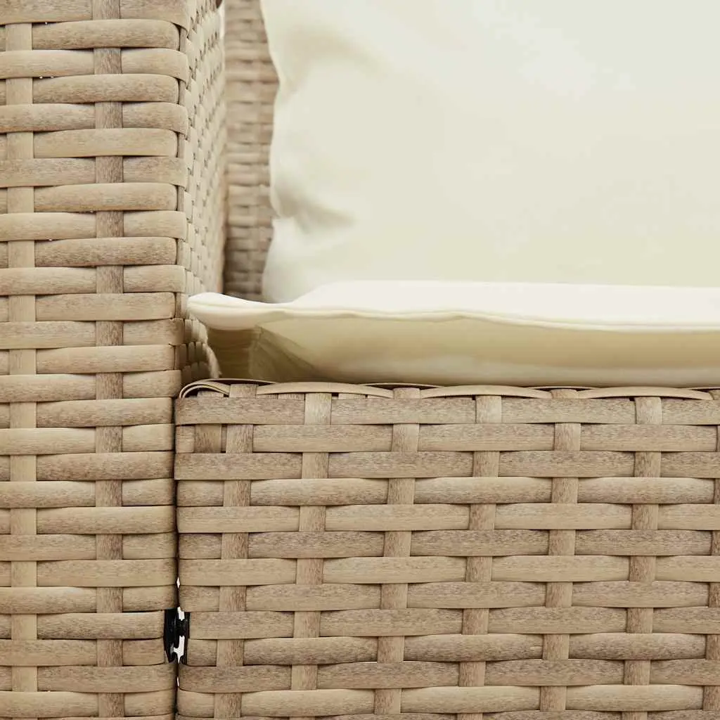 Garden Sofa Beige 5-Seater Poly Rattan Outdoor Lounge Set with Cushions