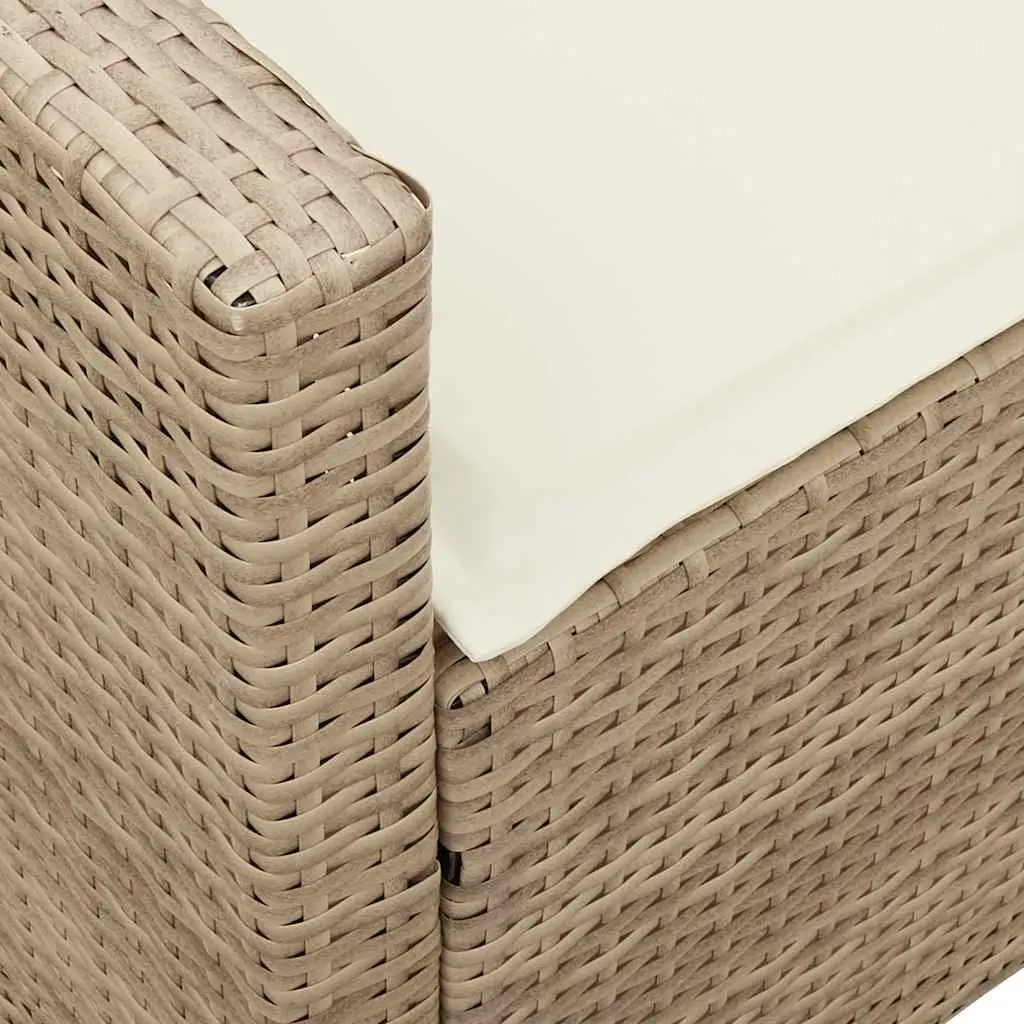 Garden Sofa Beige 5-Seater Poly Rattan Outdoor Lounge Set with Cushions