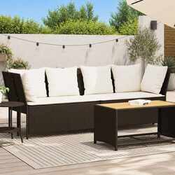 Outdoor Garden Sofa with Cushions Brown Rattan Modular Seating Furniture