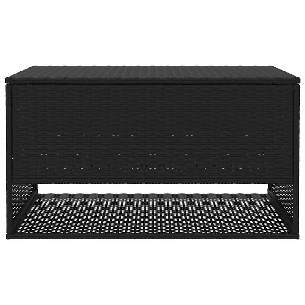 Outdoor Storage Box Black PE Rattan Weather Resistant Organizer with Gas Spring Lid