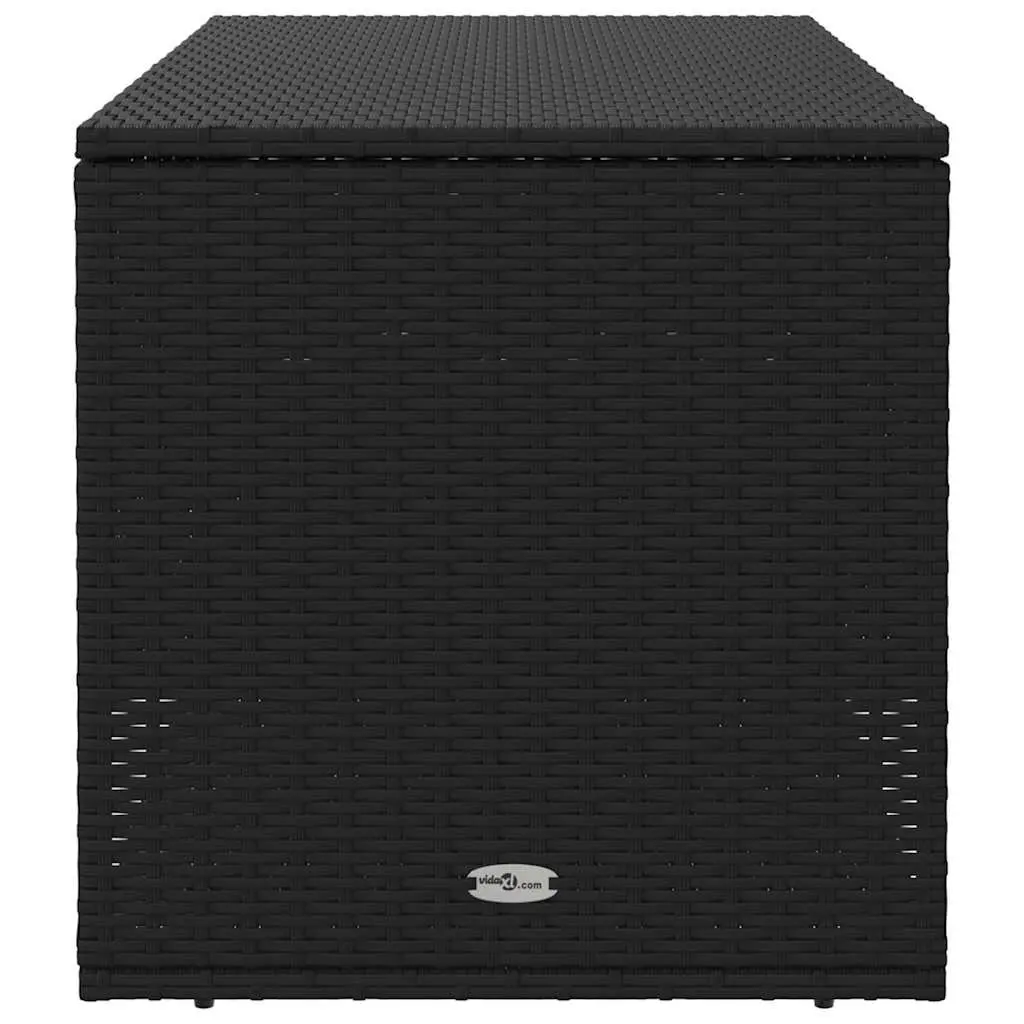 Outdoor Storage Box Black PE Rattan Weather Resistant Organizer with Gas Spring Lid