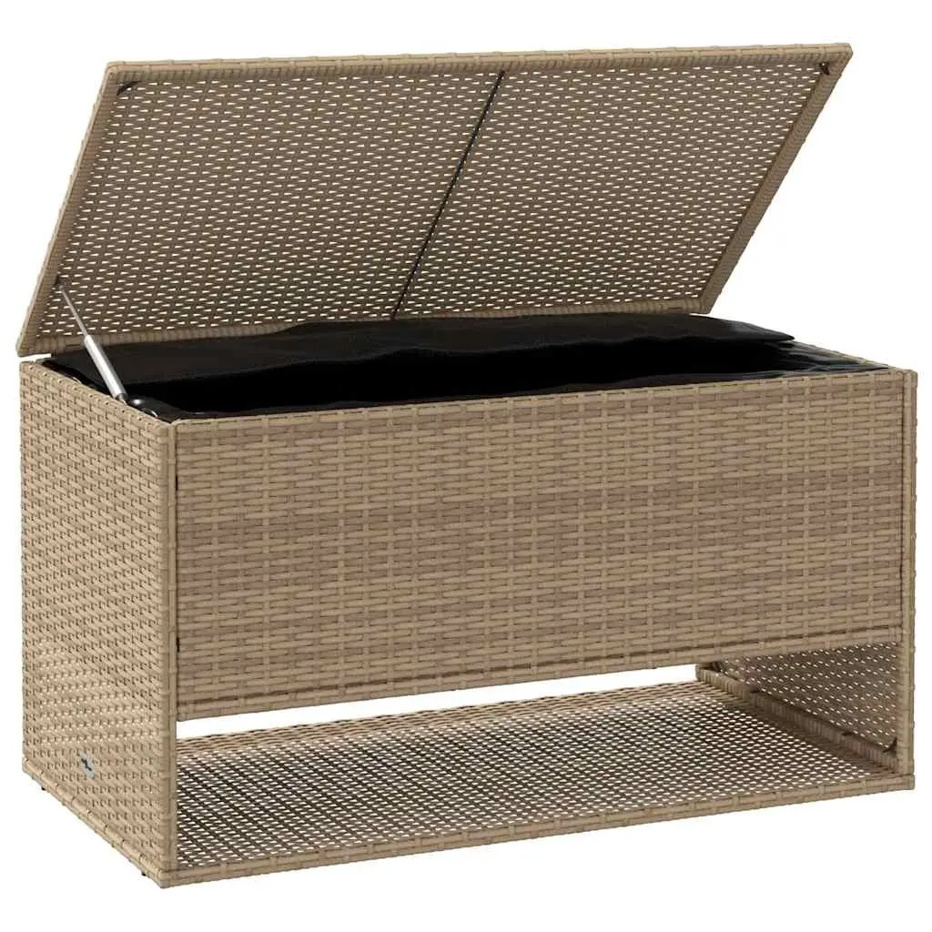 Outdoor Storage Box Beige Poly Rattan 100x55x55.5cm Weather Resistant Cushion Organizer