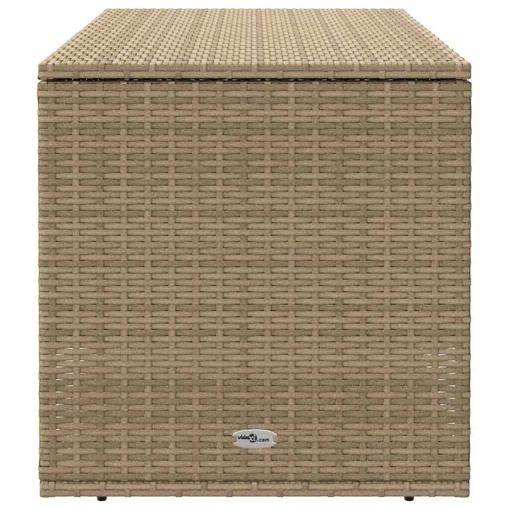 Outdoor Storage Box Beige Poly Rattan 100x55x55.5cm Weather Resistant Cushion Organizer