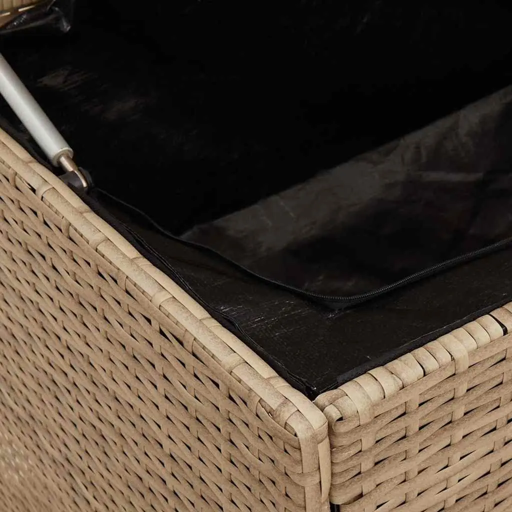 Outdoor Storage Box Beige Poly Rattan 100x55x55.5cm Weather Resistant Cushion Organizer