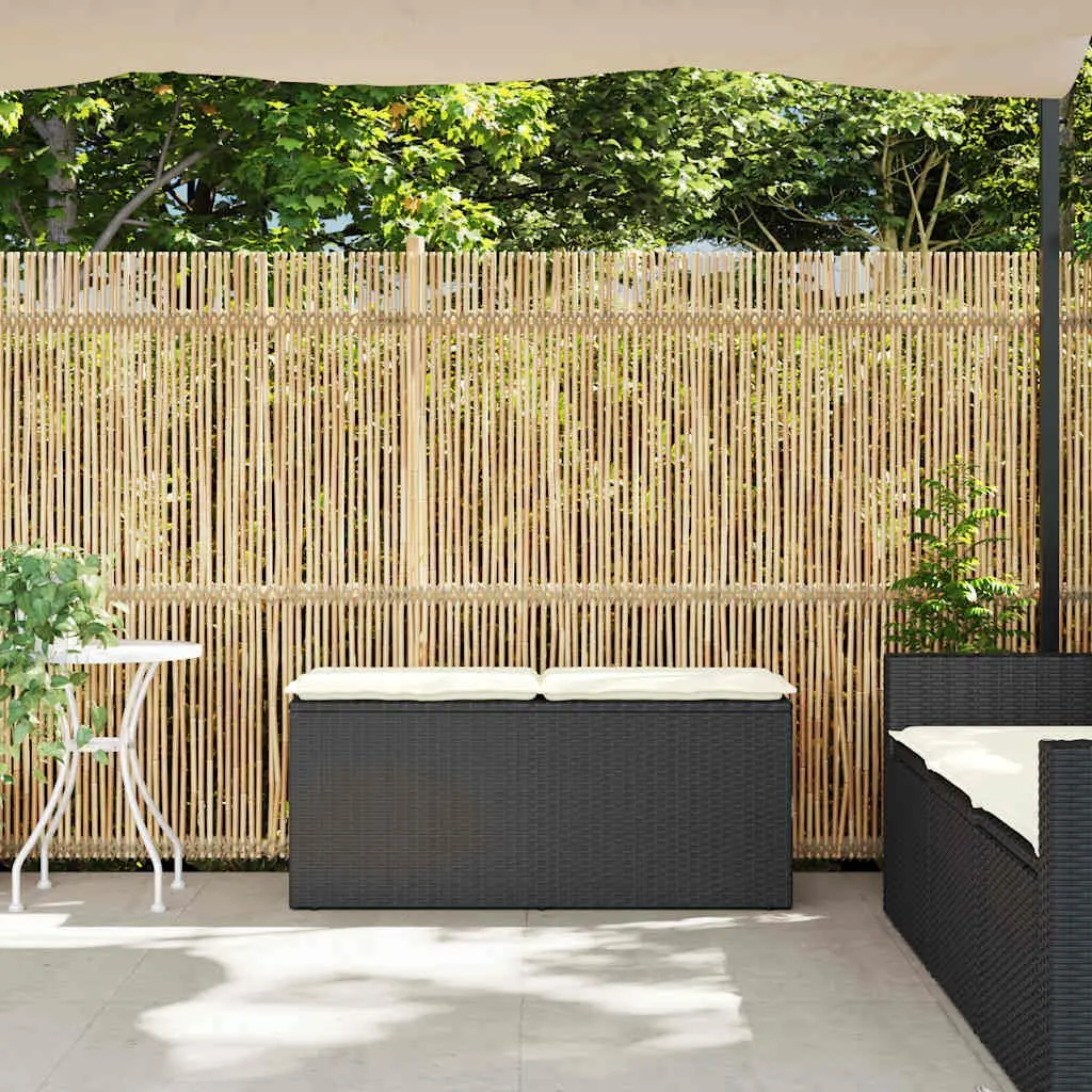 Garden Bench with Cushion Outdoor Seating Black 110x40x44cm Poly Rattan