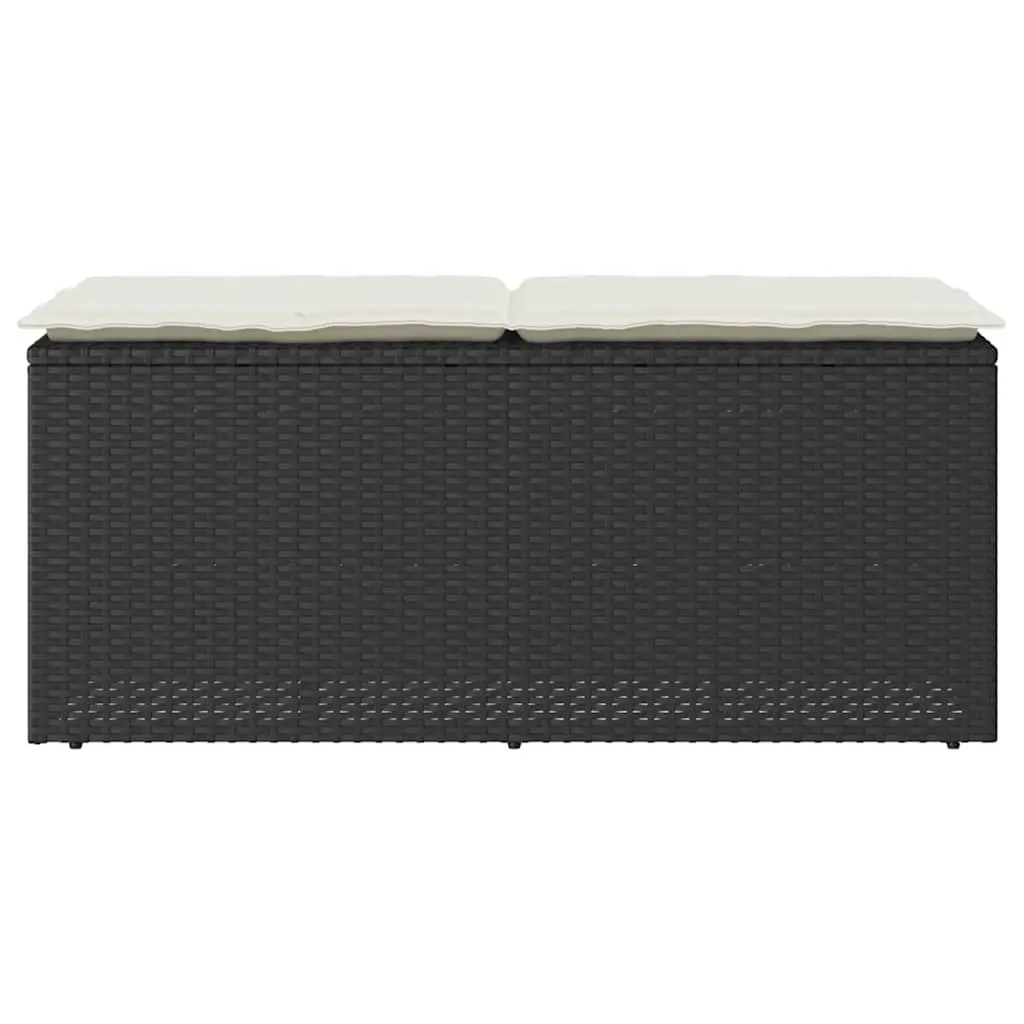 Garden Bench with Cushion Outdoor Seating Black 110x40x44cm Poly Rattan