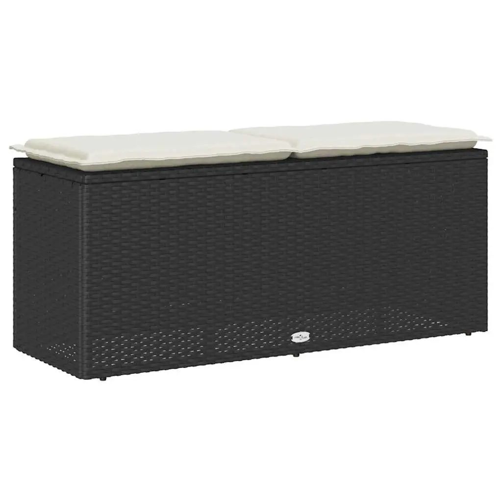 Garden Bench with Cushion Outdoor Seating Black 110x40x44cm Poly Rattan
