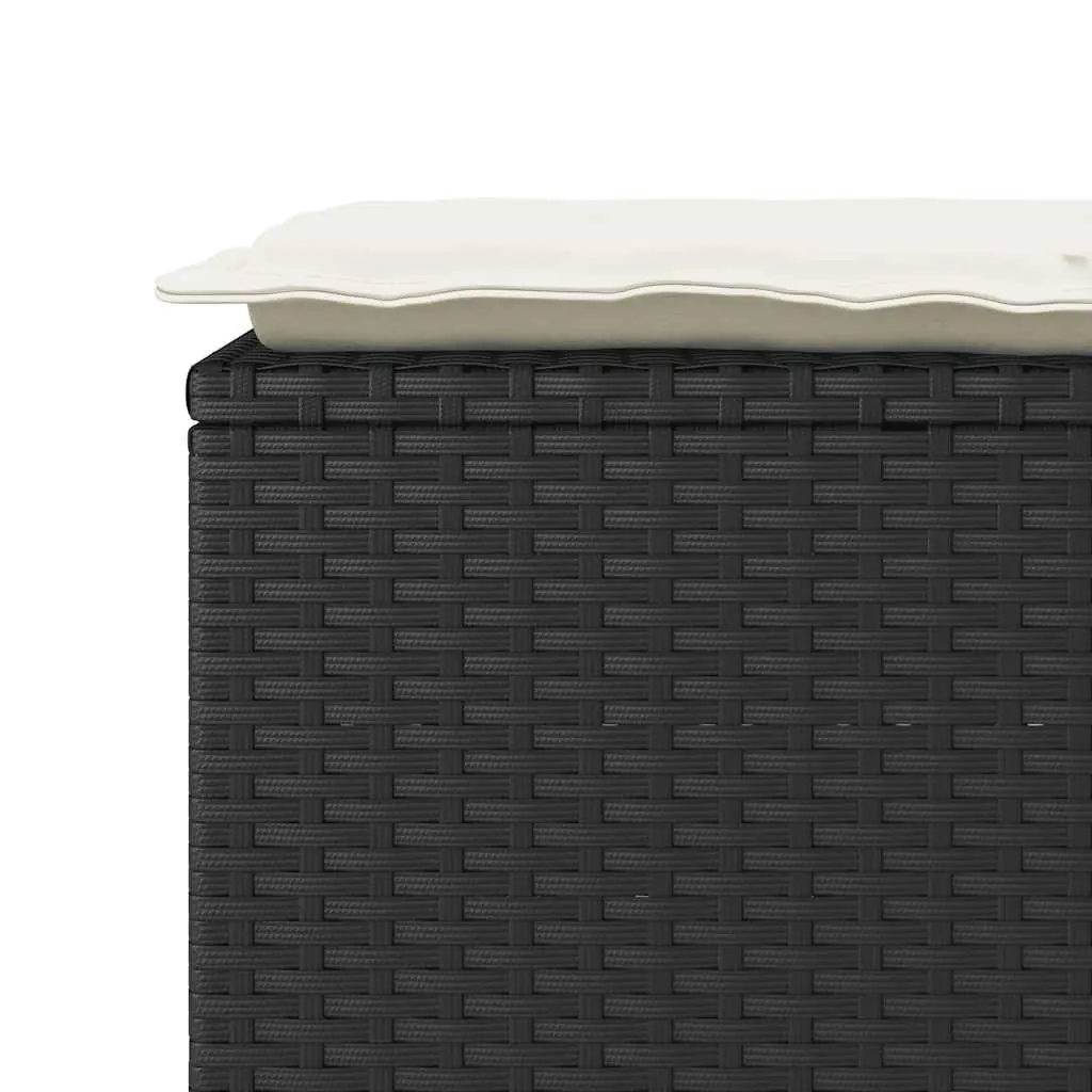 Garden Bench with Cushion Outdoor Seating Black 110x40x44cm Poly Rattan