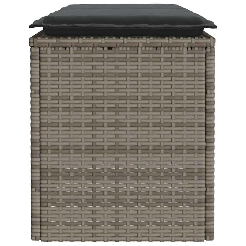 Garden Bench Grey Outdoor Seating with Cushion PE Rattan Patio Furniture