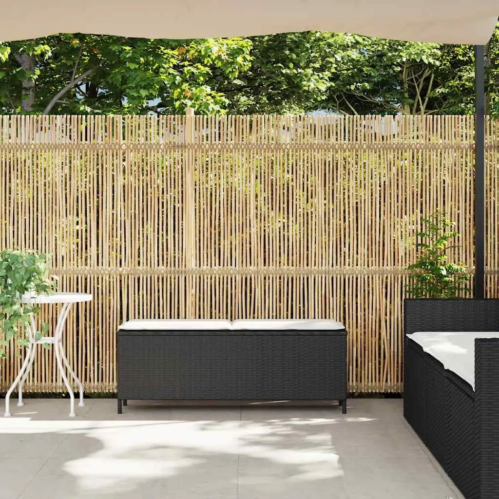Garden Bench Black Outdoor Seating with Cushion Weather-Resistant Poly Rattan