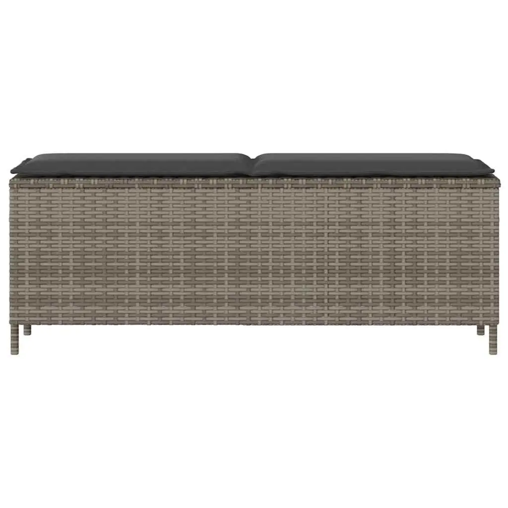 Garden Bench Grey 110x30x40.5cm Outdoor Seating with Cushion Poly Rattan
